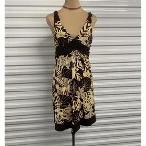 Y2k Vintage Brown and Beige Floral Summer Dress